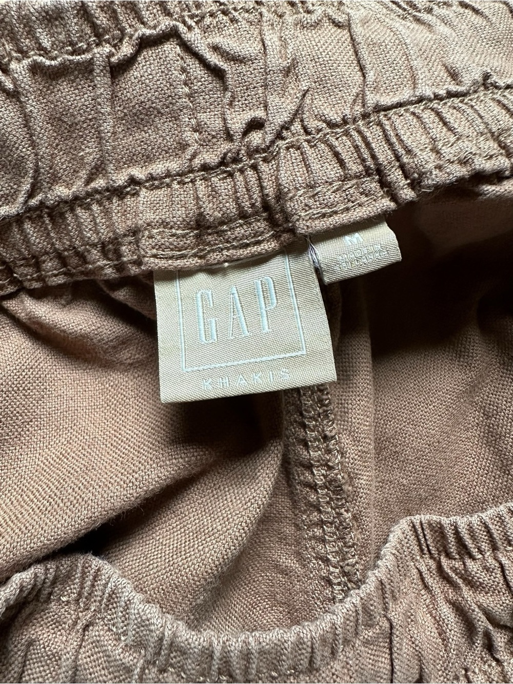 GAP Women's Linen High Waist Drawstring Shorts Tan Khaki - Picture 7 of 8